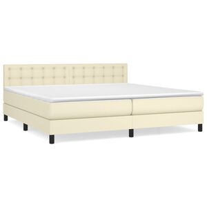 vidaXL Cama com molas/colch&atilde;o 200x200 cm couro artificial cor creme