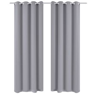 Cortinas opacas com an&eacute;is met&aacute;licos, cinzento, 2 pcs,135 x 245 cm