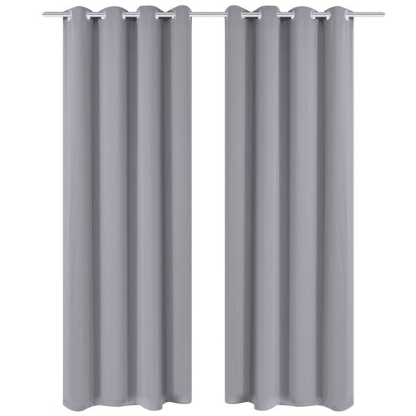 Cortinas opacas com an&eacute;is met&aacute;licos, cinzento, 2 pcs,135 x 245 cm