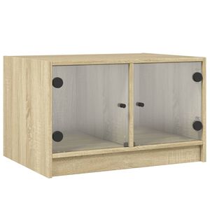 vidaXL Mesa de centro c/ portas de vidro 68x50x42 cm carvalho sonoma