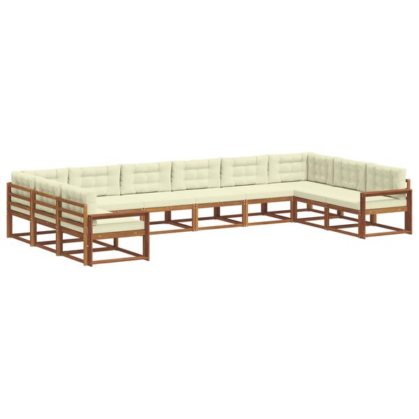 vidaXL Conjunto de Sof&aacute;s para Exterior 10 pcs Natural e Creme