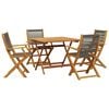 vidaXL 5 pcs conj. jantar p/ jardim polipropileno/madeira maci&ccedil;a cinza