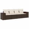 vidaXL 4 pcs conjunto sof&aacute;s de jardim c/ almofad&otilde;es vime PE castanho