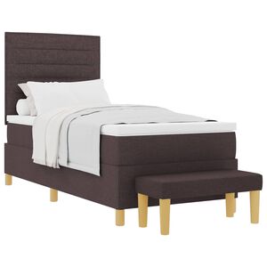 vidaXL Cama Box com cabeceira Castanho escuro 200 x 90 cm tecido