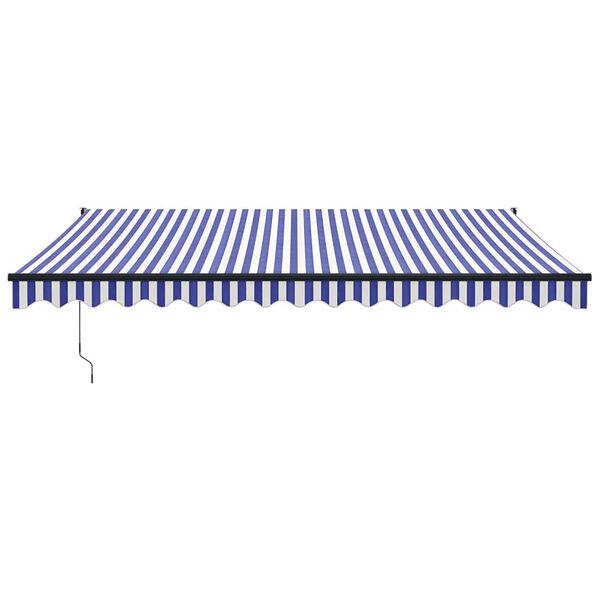 vidaXL Toldo retr&aacute;til 4x3 m tecido e alum&iacute;nio azul e branco