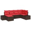 vidaXL Conjunto de Sof&aacute; de Jardim com almofada 6 pcs Castanho vime PE