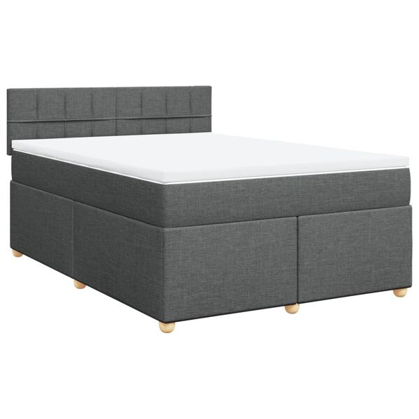 vidaXL Cama com molas/colch&atilde;o 140x190 cm tecido cinzento-escuro