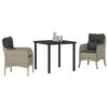 vidaXL Conjunto de Jantar para Jardim 3 pcs Cinzento-claro vime PE