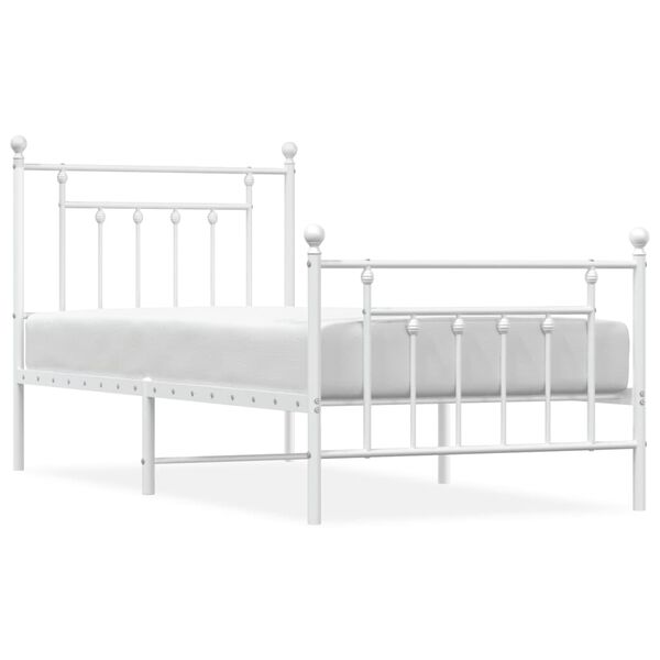 vidaXL Estrutura de cama com cabeceira e pés 90x200 cm metal branco