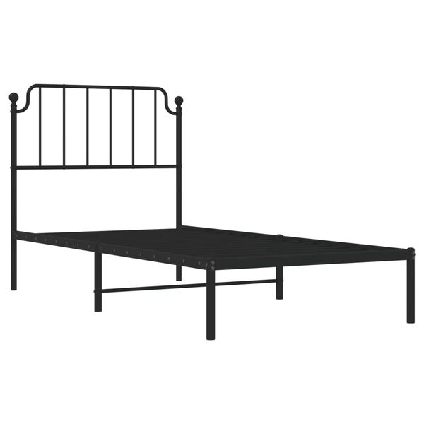 vidaXL Estrutura de cama com cabeceira 90x190 cm metal preto