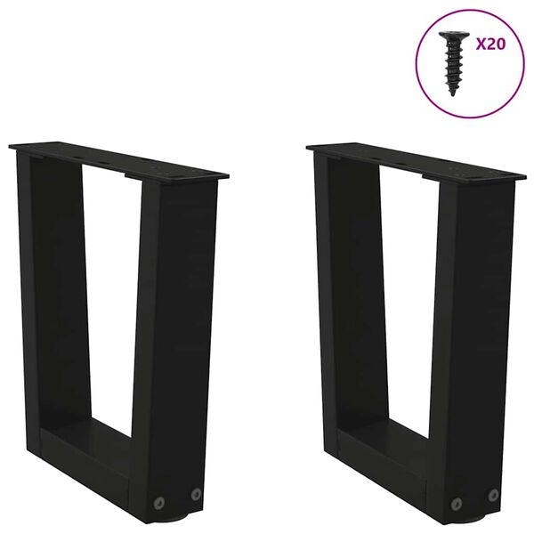 vidaXL P&eacute;s para mesa de centro em V, 2 pe&ccedil;as, preto, 40x(30-31,3) cm, a&ccedil;o