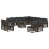 vidaXL Conjunto de Sof&aacute; de Jardim 14 unid. Cinzento vime PE