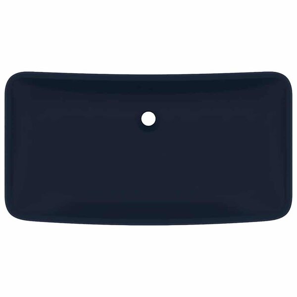 vidaXL Lavat&oacute;rio luxuoso retangular 71x38 cm cer&acirc;mica azul-escuro mate