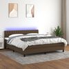 vidaXL Cama box spring c/ colch&atilde;o/LED 180x200cm tecido castanho-escuro
