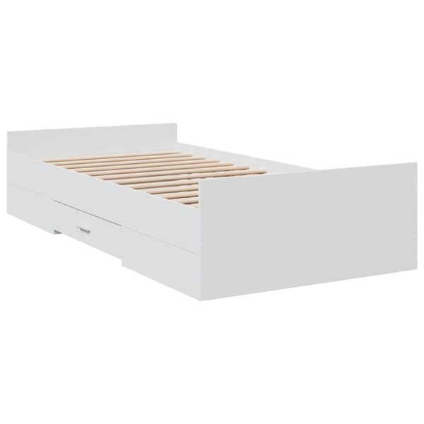vidaXL Estrutura cama c/ gavetas 75x190 cm derivados de madeira branco
