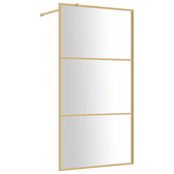 vidaXL Divis&oacute;ria de chuveiro 100x195 cm vidro transparente ESG dourado
