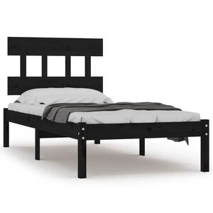vidaXL Estrutura de cama 100x200 cm madeira maci&ccedil;a preto