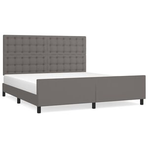 vidaXL Estrutura cama c/ cabeceira 180x200cm couro artificial cinzento
