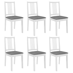 vidaXL Cadeiras de jantar com almofad&otilde;es 6 pcs madeira maci&ccedil;a branco