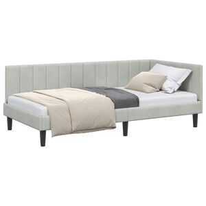 vidaXL Estrutura de Cama de Canto Cinzento-claro 90 cm x 190 cm Veludo