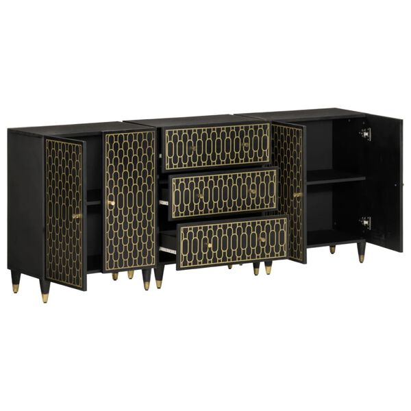 vidaXL M&oacute;veis de apoio 3 pcs 60x33x75 cm madeira de mangueira maci&ccedil;a