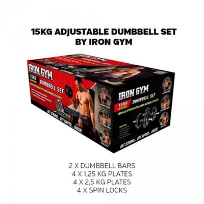 Iron Gym Conjunto de halteres ajustáveis 15 kg IRG031