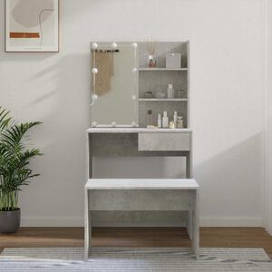 vidaXL Conjunto toucador com LED madeira processada branco brilhante
