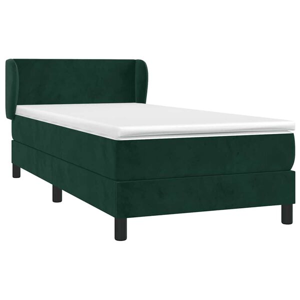 vidaXL Cama com molas/colch&atilde;o 80x200 cm veludo verde-escuro