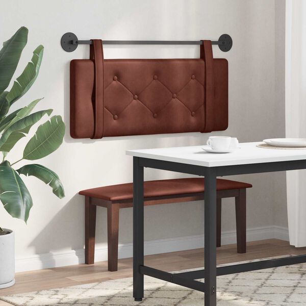 vidaXL Cabeceira Suspensa Marrom Brilhante 100 cm PU Antigo