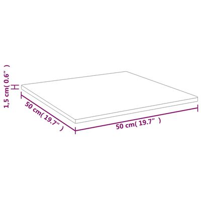 vidaXL Tampo mesa quadrado 50x50x1,5cm carvalho tratado castanho-claro