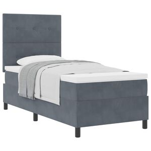 vidaXL Cama Box com colch&atilde;o Cinza Escuro 100 x 200 cm tecido
