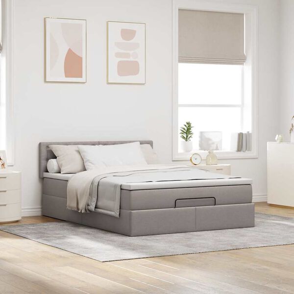 vidaXL Cama otomana com colch&atilde;o 140x200 cm tecido cinza