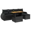 vidaXL 6 pcs conjunto sof&aacute;s de jardim c/ almofad&otilde;es vime PE preto