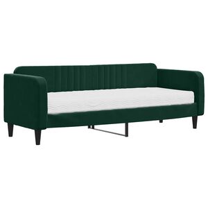vidaXL Sof&aacute;-cama com colch&atilde;o 80x200 cm veludo verde-escuro