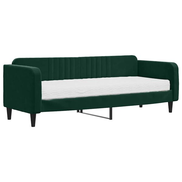vidaXL Sof&aacute;-cama com colch&atilde;o 80x200 cm veludo verde-escuro