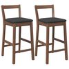 vidaXL Bancos de bar com almofad&otilde;es 2pcs madeira de seringueira maci&ccedil;a