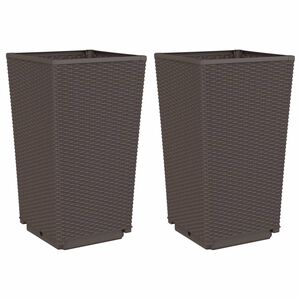 vidaXL Vasos/floreiras 2 pcs 32,5x32,5x57 cm PP castanho