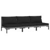 vidaXL Sof&aacute;s de jardim com almofad&otilde;es semicircular 3 pcs vime PE