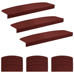 vidaXL Tapetes para escadas 15 unid. 56 x 17 x 3 cm Borgonha Poli&eacute;ster