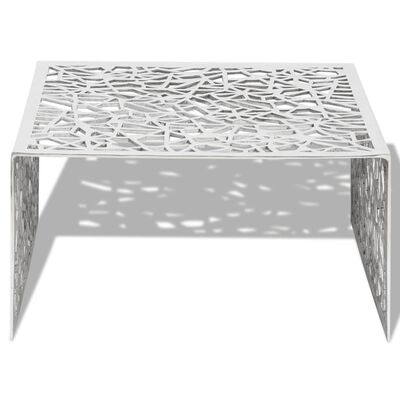 vidaXL Mesa de centro em alumínio, design aberto e geométrico prateado