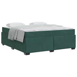vidaXL Estrutura da Cama com colch&atilde;o Verde Escuro 180 x 200 cm tecido