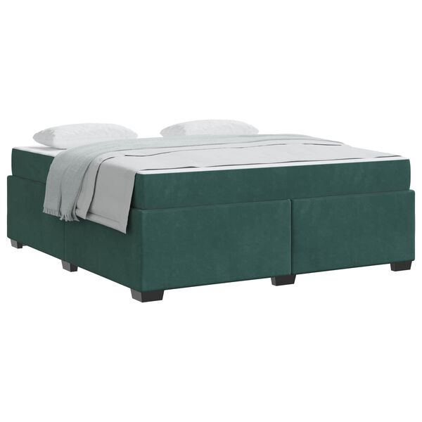 vidaXL Estrutura da Cama com colch&atilde;o Verde Escuro 180 x 200 cm tecido