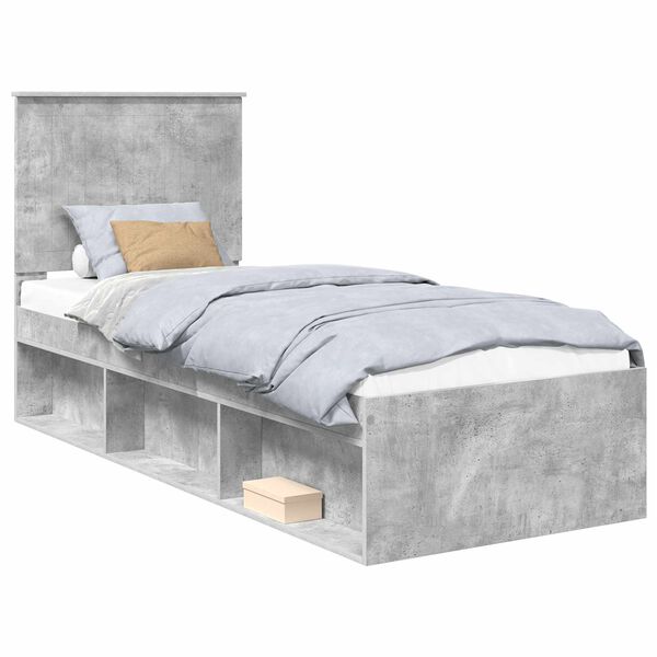 vidaXL Estrutura da Cama com cabeceira Cinza Concreto 75 x 190 cm