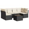vidaXL 7 pcs conjunto de sof&aacute;s p/ jardim c/ almofad&otilde;es vime PE preto