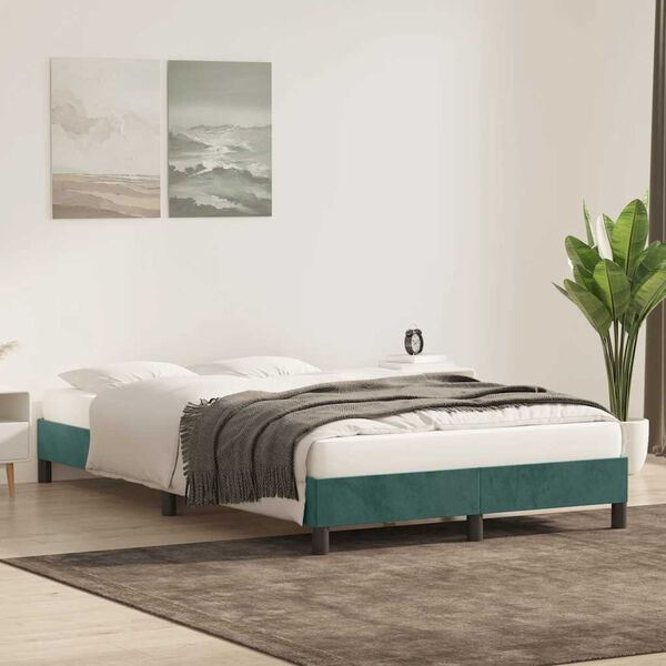 vidaXL Estrutura de cama sem colchão verde escuro 120x210 cm Veludo