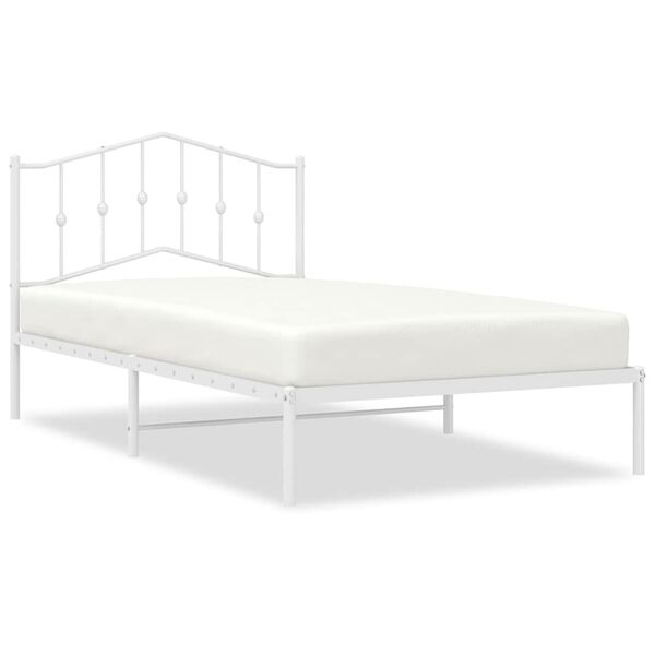 vidaXL Estrutura de cama com cabeceira 100x200 cm metal branco