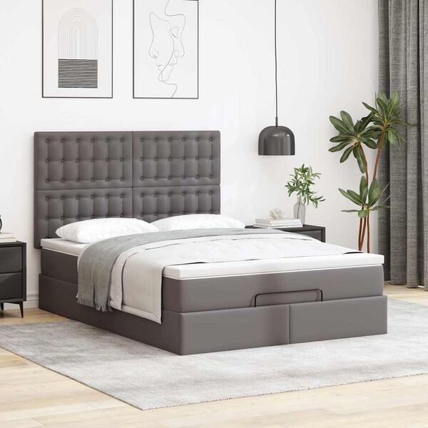 vidaXL Estrutura de cama otomana com colchão 140x190 cm cinzenta