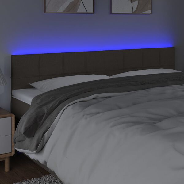 vidaXL Cabeceira cama luzes LED tecido 180x5x78/88cm cinza-acastanhado