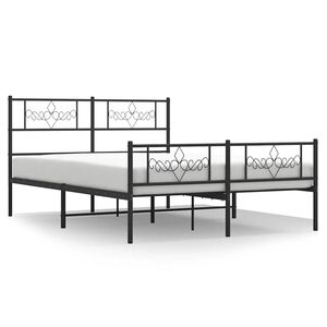 vidaXL Estrutura de cama com cabeceira e p&eacute;s 150x200 cm metal preto