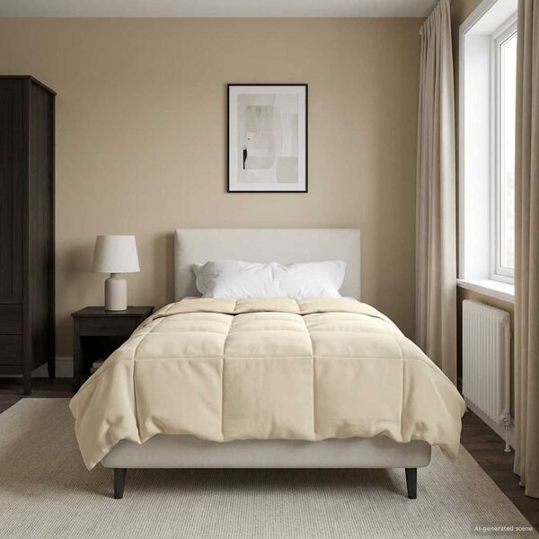 vidaXL Edredom de Inverno Colchonete Creme 140 x 200 cm Microfibra